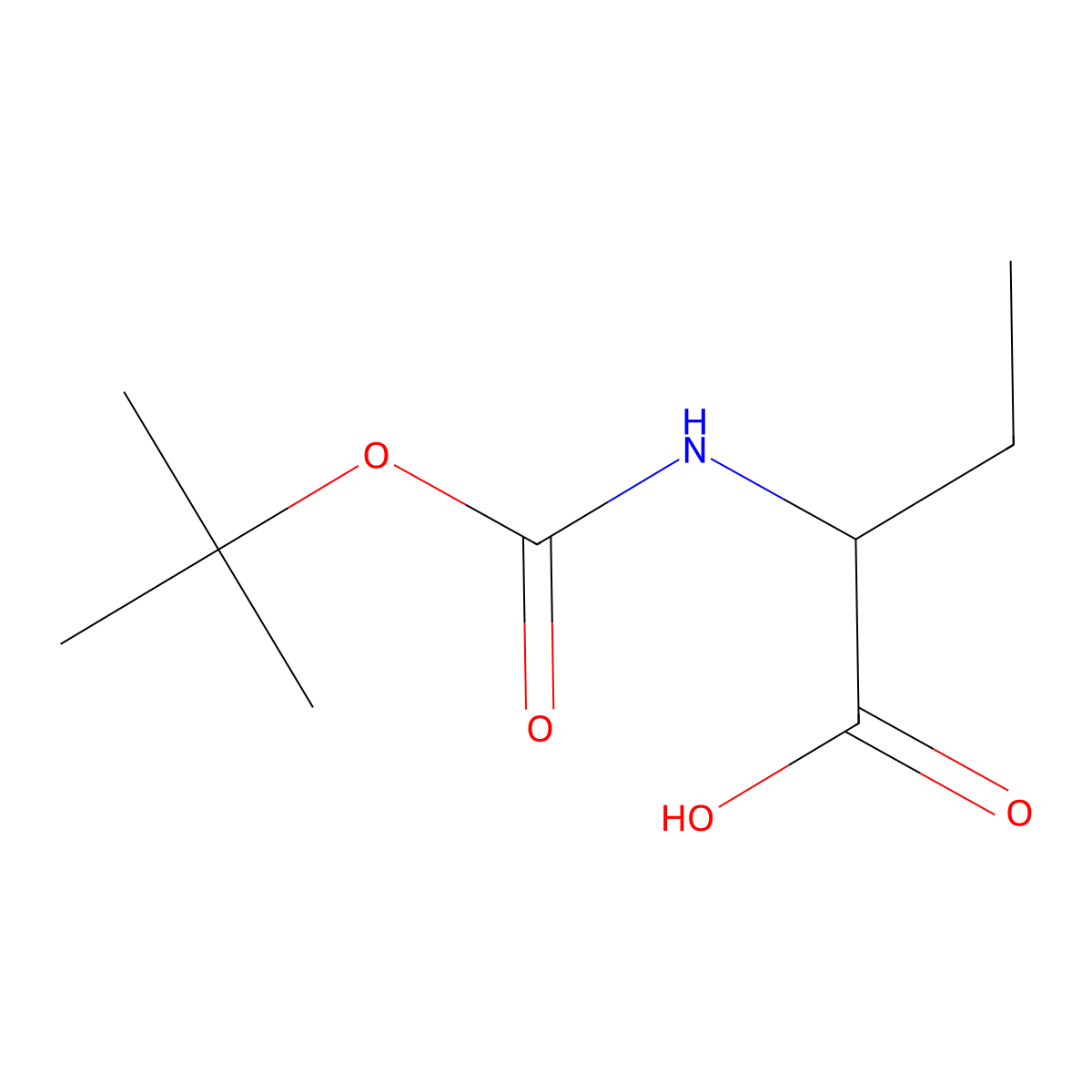 2-(((Tert-butoxy)carbonyl)amino)butanoic acid molecular structure, CAS 77284-64-1