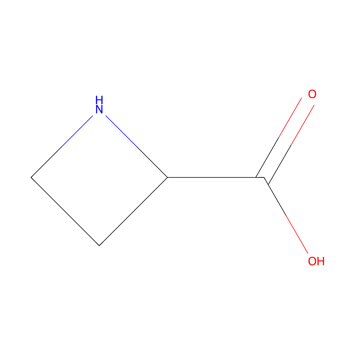 2-Azetidinecarboxylic acid, (+)- molecular structure, CAS 7729-30-8