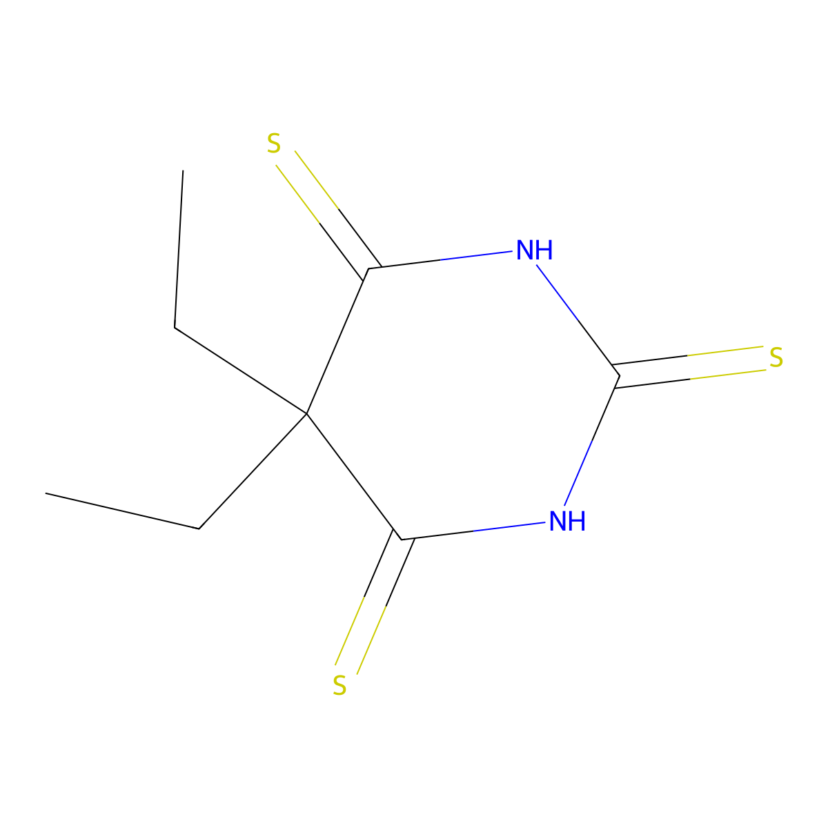 5,5-Diethylpyrimidine-2,4,6(1H,3H,5H)-trithione molecular structure, CAS 7729-77-3