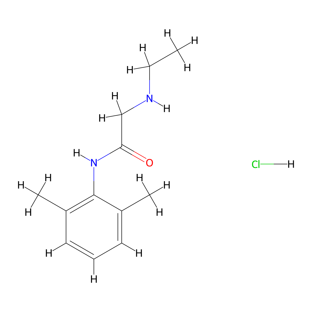 Norlidocaine Hydrochloride molecular structure, CAS 7729-94-4