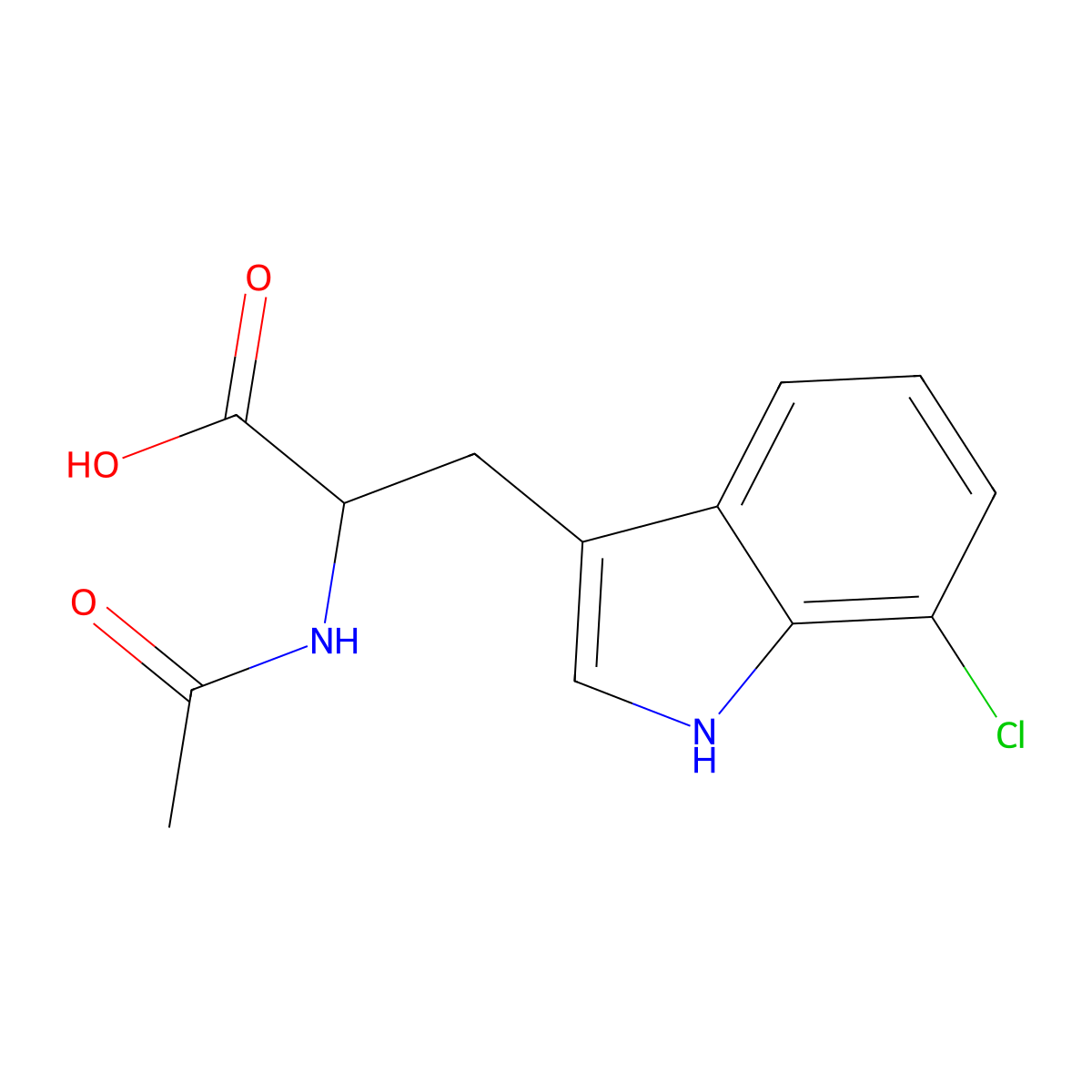 2-acetamido-3-(7-chloro-1H-indol-3-yl)propanoic acid molecular structure, CAS 77290-47-2