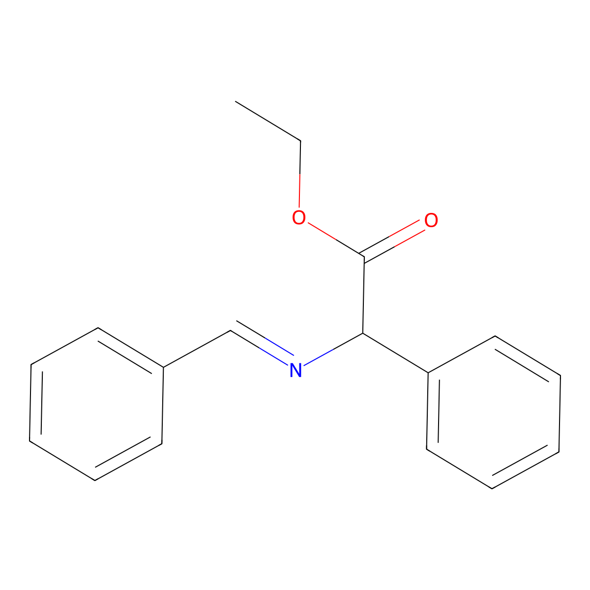Ethyl 2-(benzylideneamino)-2-phenylacetate molecular structure, CAS 77290-52-9