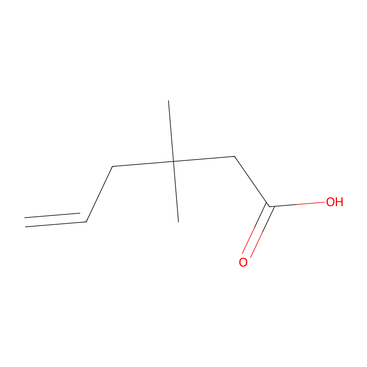 3,3-Dimethylhex-5-enoic acid molecular structure, CAS 77290-88-1