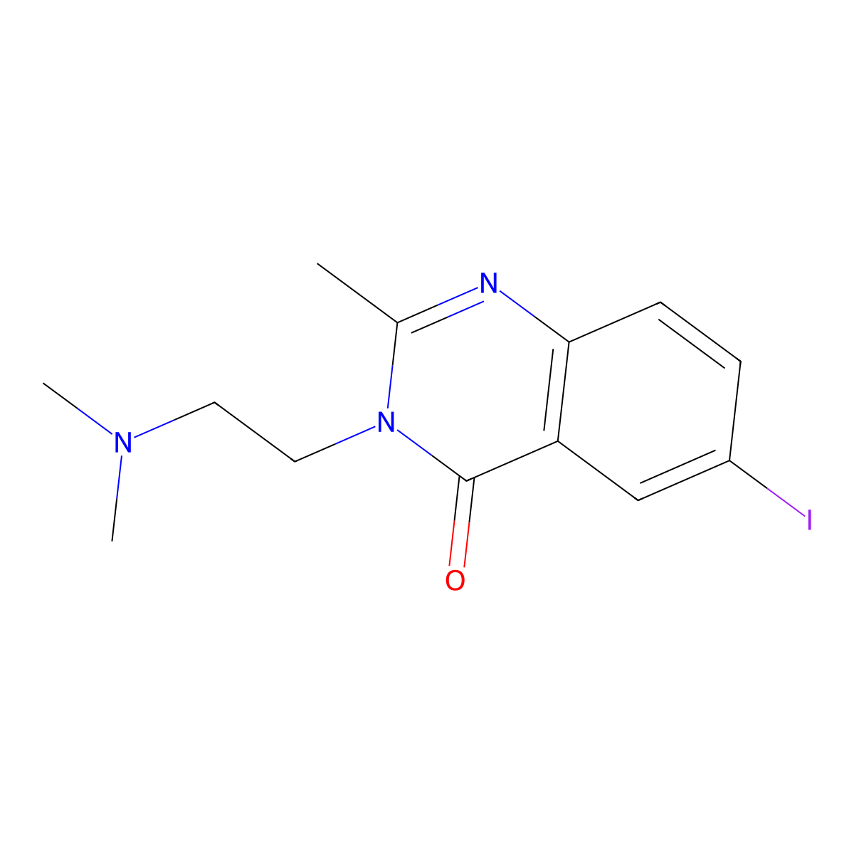 4(3H)-Quinazolinone, 3-(2-(dimethylamino)ethyl)-6-iodo-2-methyl- molecular structure, CAS 77300-82-4