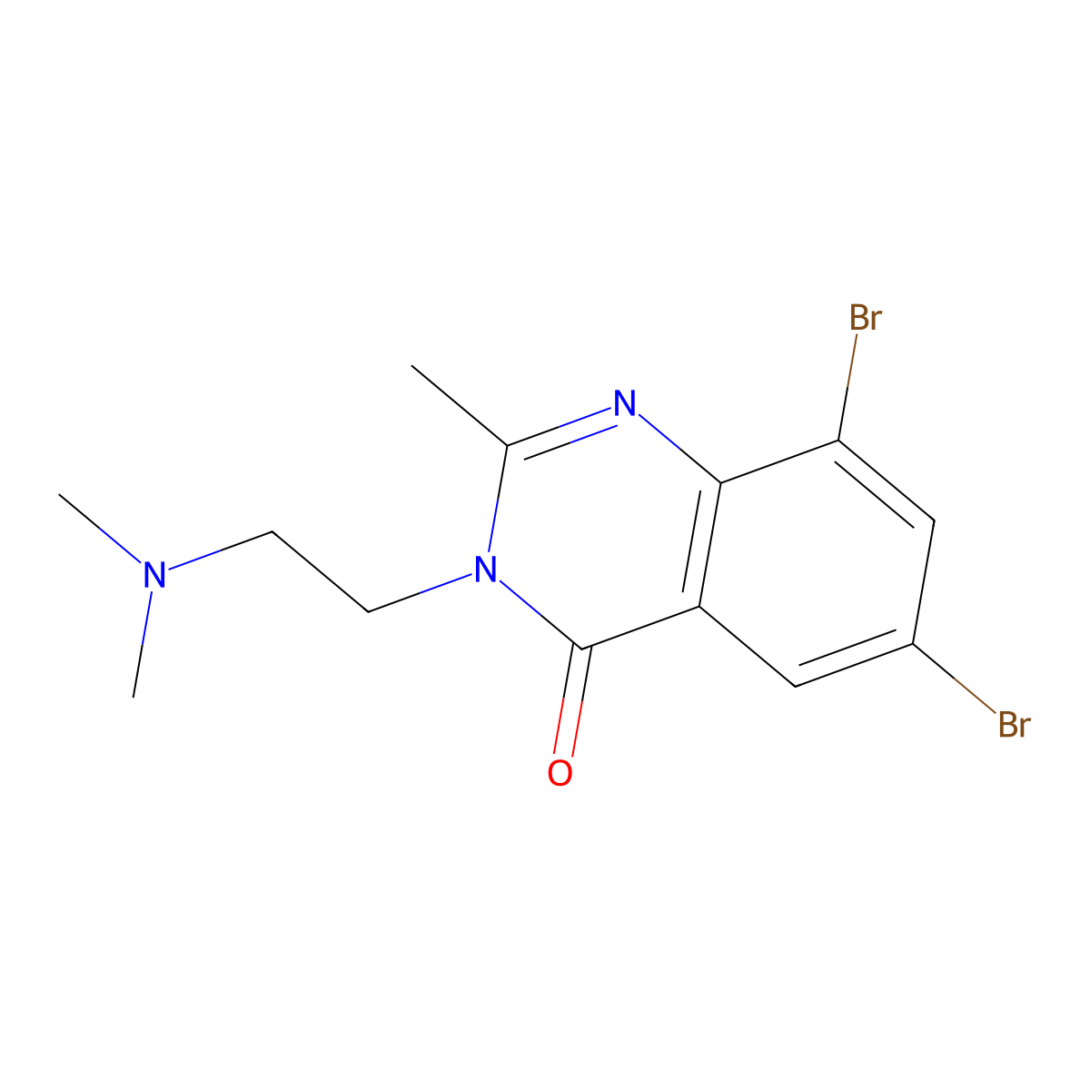 4(3H)-Quinazolinone, 6,8-dibromo-3-(2-(dimethylamino)ethyl)-2-methyl- molecular structure, CAS 77300-83-5