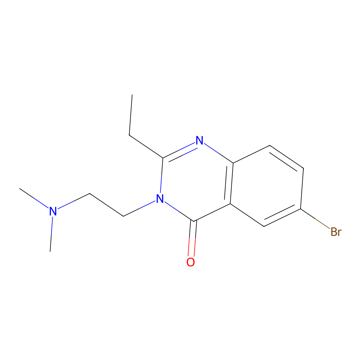 4(3H)-Quinazolinone, 6-bromo-3-(2-(dimethylamino)ethyl)-2-ethyl- molecular structure, CAS 77300-85-7