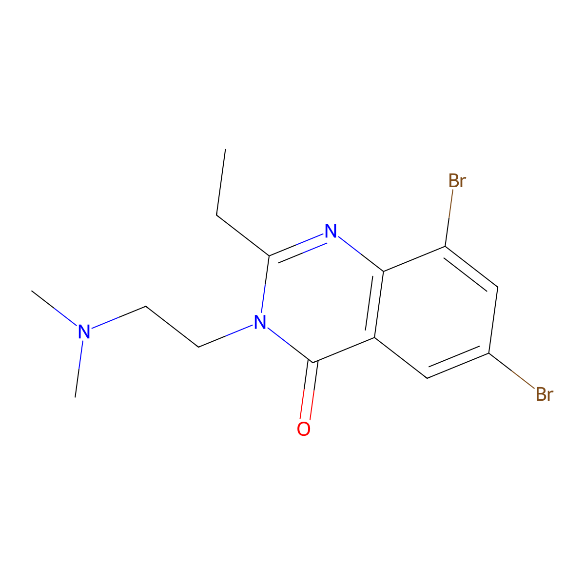4(3H)-Quinazolinone, 6,8-dibromo-3-(2-(dimethylamino)ethyl)-2-ethyl- molecular structure, CAS 77300-87-9