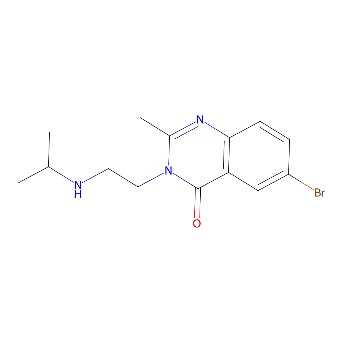 4(3H)-Quinazolinone, 6-bromo-2-methyl-3-(2-((1-methylethyl)amino)ethyl)- molecular structure, CAS 77300-92-6