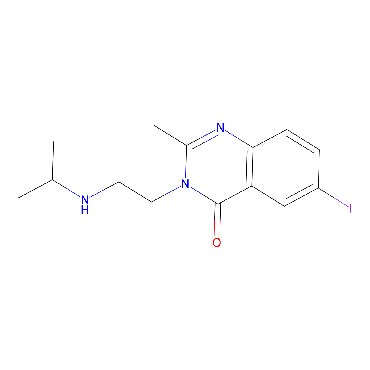 4(3H)-Quinazolinone, 6-iodo-2-methyl-3-(2-((1-methylethyl)amino)ethyl)- molecular structure, CAS 77300-93-7