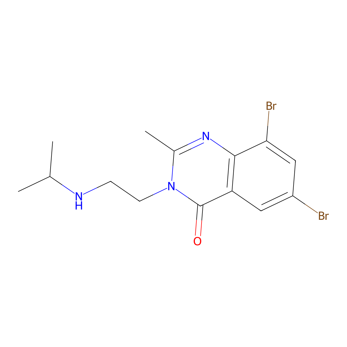 4(3H)-Quinazolinone, 6,8-dibromo-2-methyl-3-(2-((1-methylethyl)amino)ethyl)- molecular structure, CAS 77300-95-9
