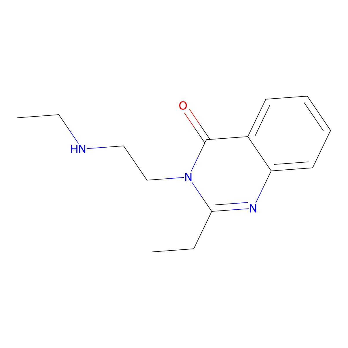 4(3H)-Quinazolinone, 2-ethyl-3-(2-(ethylamino)ethyl)- molecular structure, CAS 77300-96-0