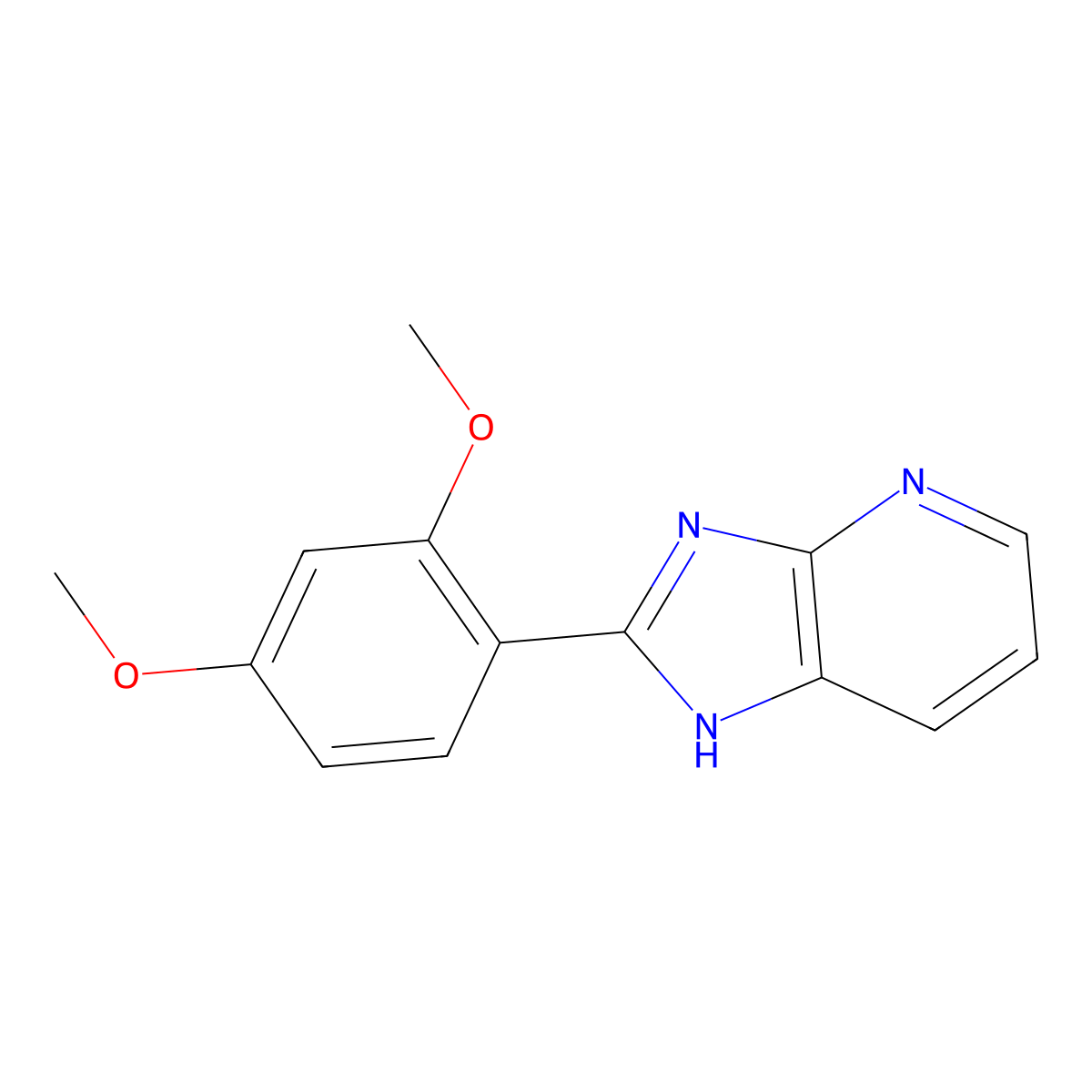 2-(2,4-Dimethoxyphenyl)-3H-imidazo(4,5-b)pyridine molecular structure, CAS 77303-19-6