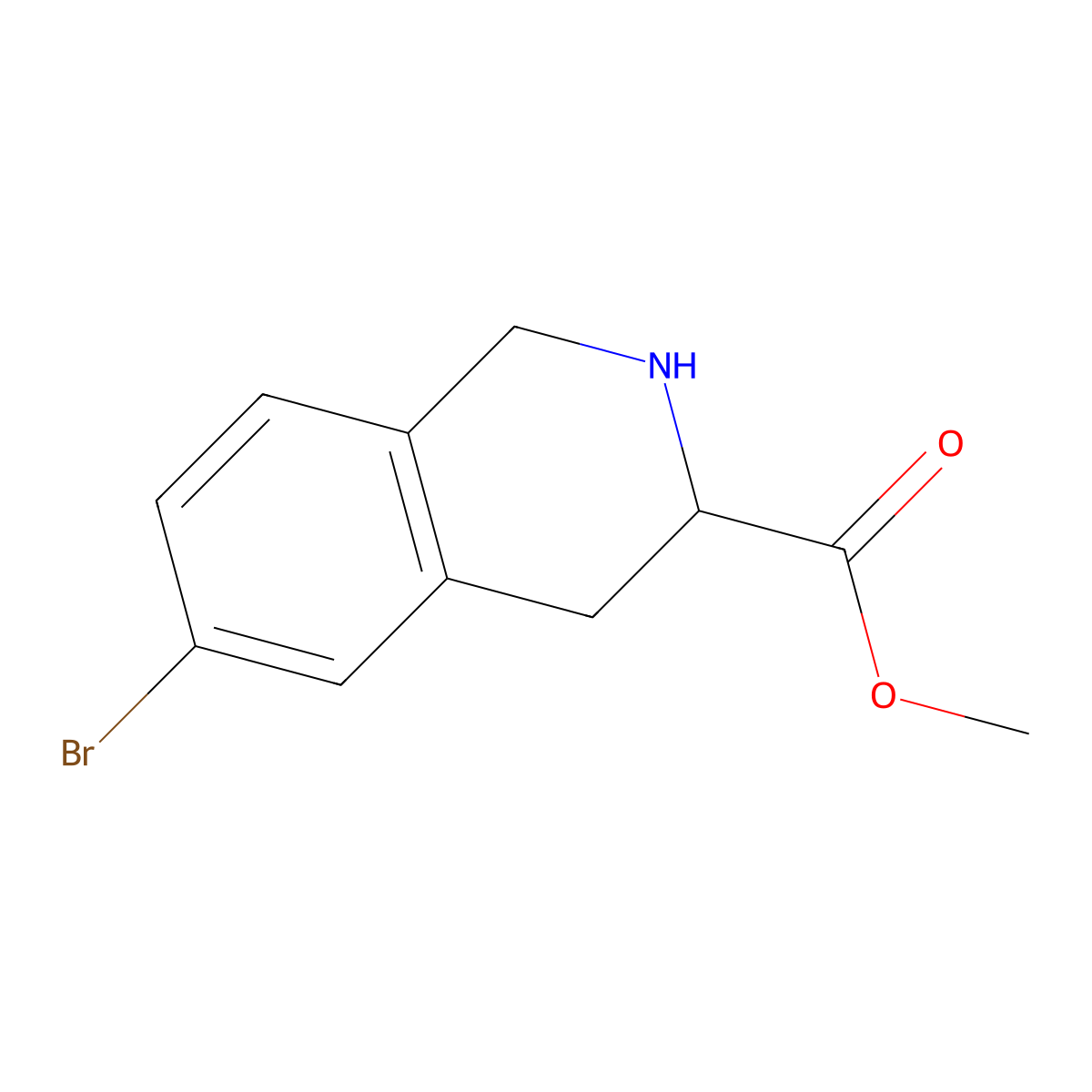 Methyl 6-bromo-1,2,3,4-tetrahydroisoquinoline-3-carboxylate molecular structure, CAS 773033-36-6