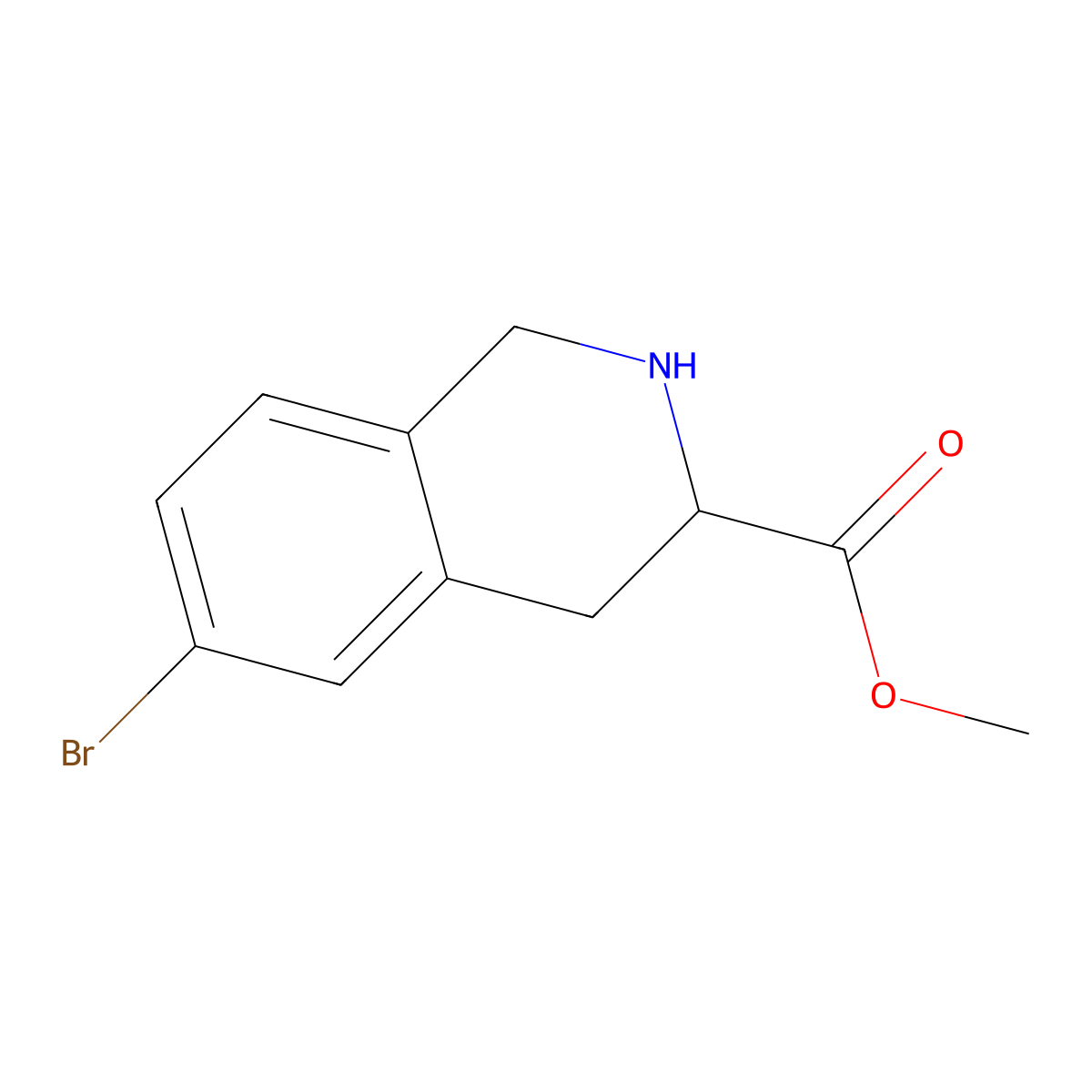 Methyl 6-bromo-1,2,3,4-tetrahydroisoquinoline-3-carboxylate molecular structure, CAS 773033-36-6