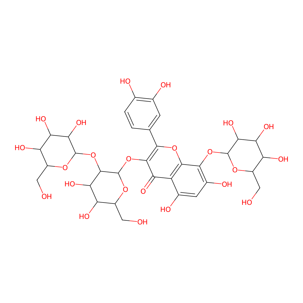 Gossypetin 3-sophoroside-8-glucoside molecular structure, CAS 77306-93-5