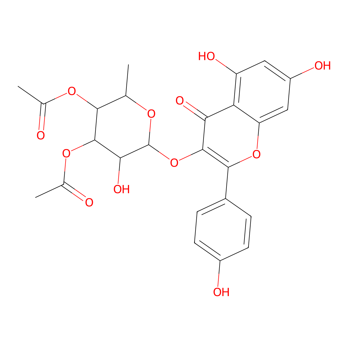 Kaempferol 3-(3'',4''-diacetylrhamnoside) molecular structure, CAS 77307-50-7