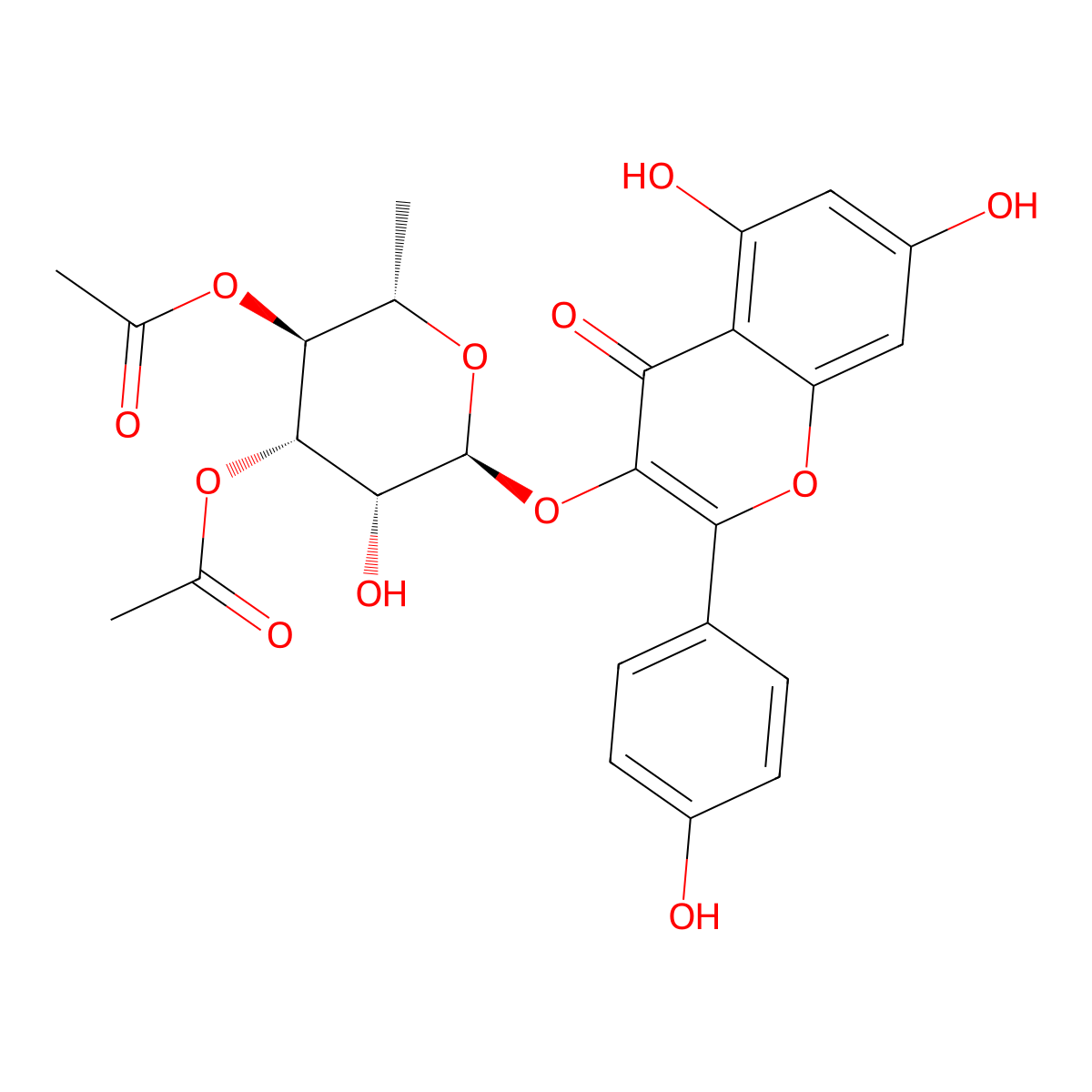Kaempferol 3-(3'',4''-diacetylrhamnoside) molecular structure, CAS 77307-50-7