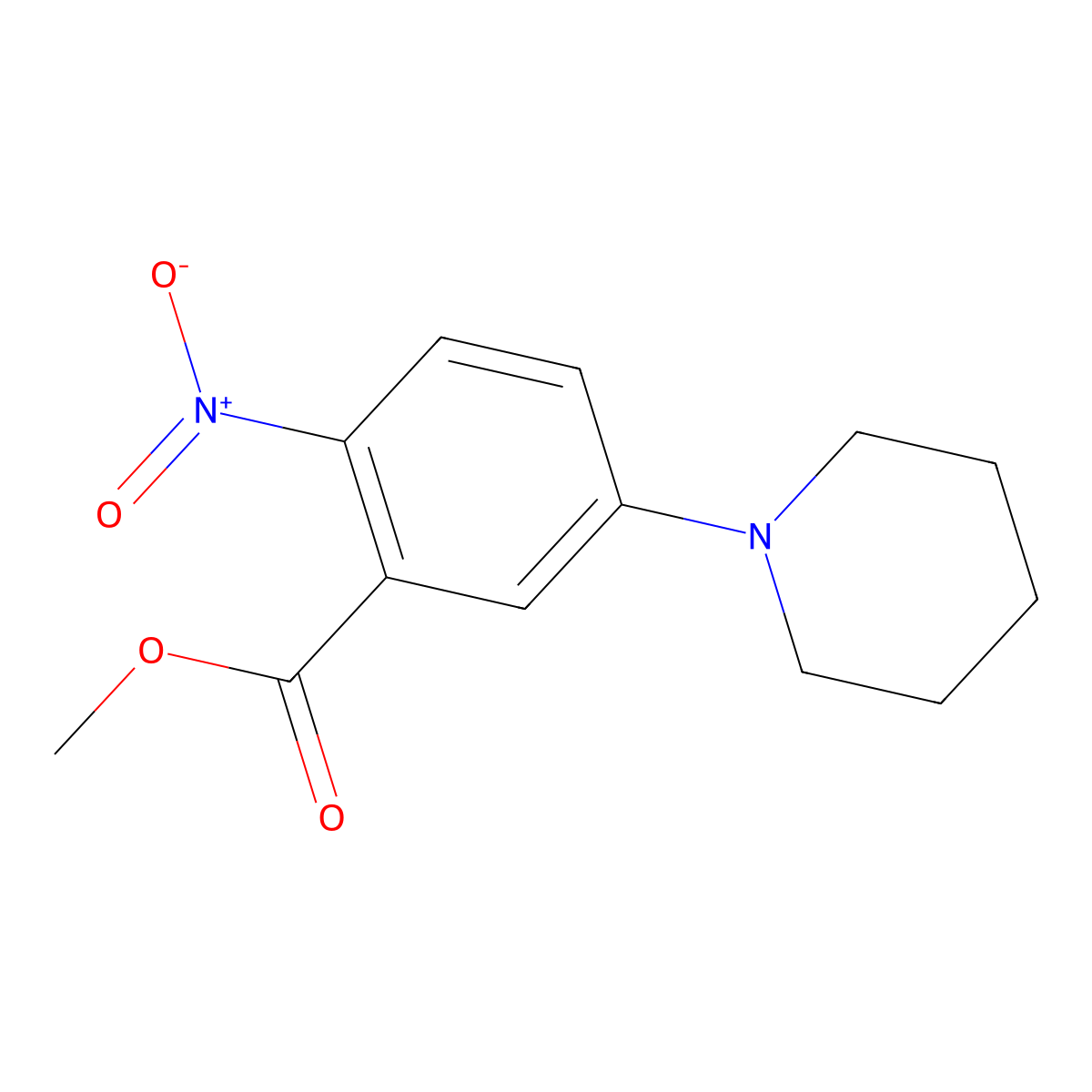 Methyl 2-nitro-5-(piperidin-1-yl)benzoate molecular structure, CAS 773071-23-1