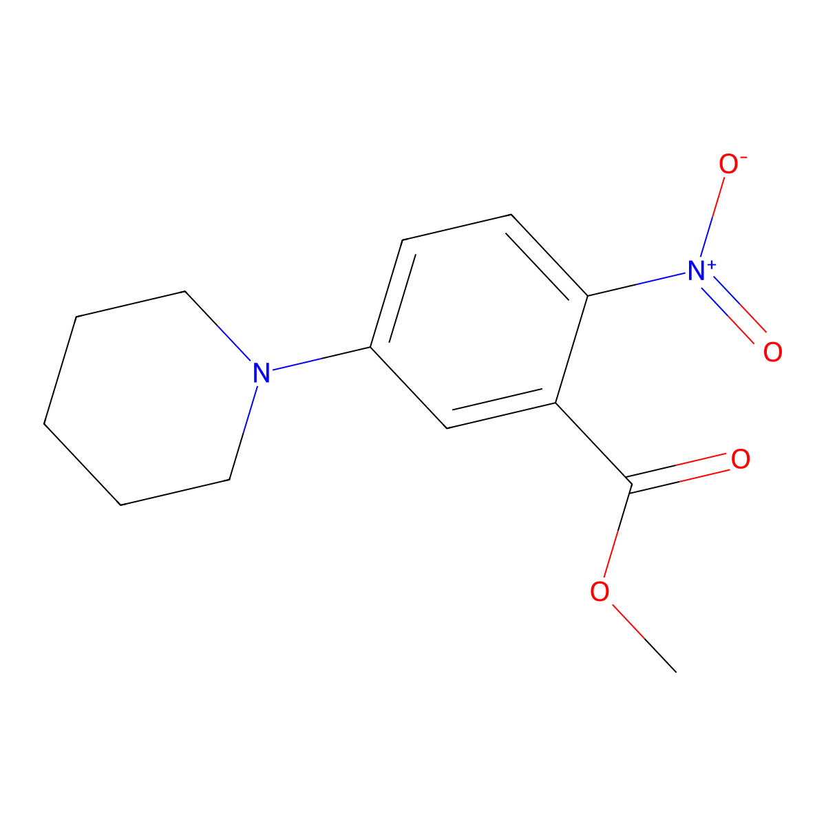 Methyl 2-nitro-5-(piperidin-1-yl)benzoate molecular structure, CAS 773071-23-1
