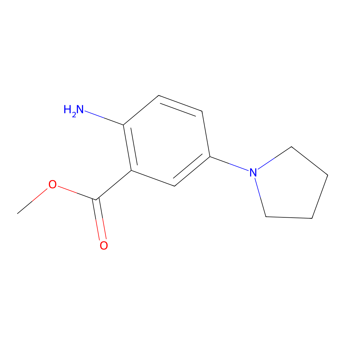 Methyl 2-amino-5-(pyrrolidin-1-yl)benzoate molecular structure, CAS 773071-94-6