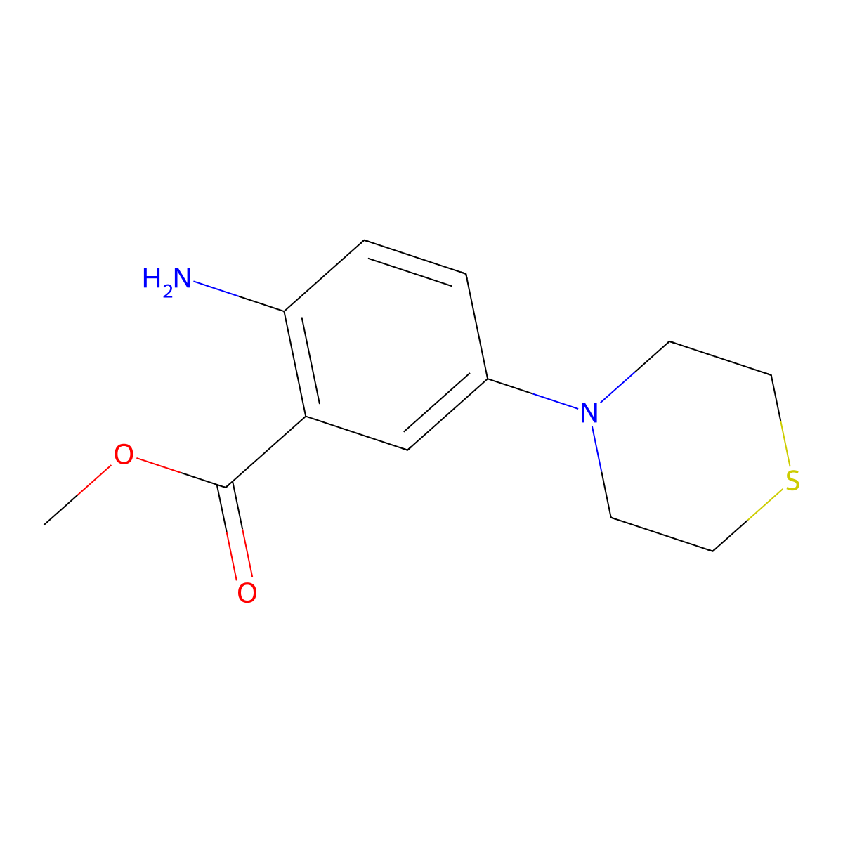 Methyl 2-amino-5-thiomorpholinobenzoate molecular structure, CAS 773071-98-0
