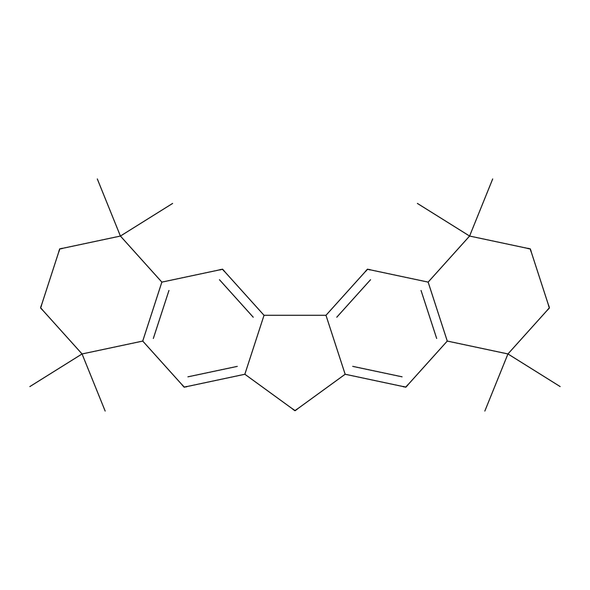 1,1,4,4,7,7,10,10-Octamethyl-2,3,4,7,8,9,10,12-octahydro-1H-dibenzo[b,h]fluorene molecular structure, CAS 77308-48-6