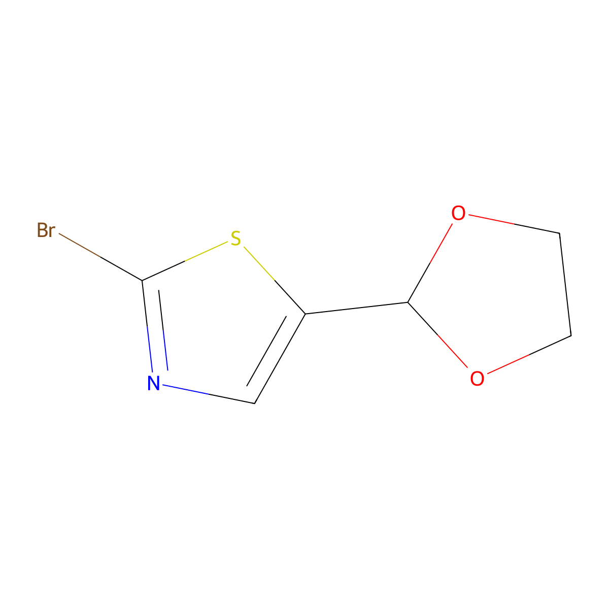 2-Bromo-5-(1,3-dioxolan-2-yl)-1,3-thiazole molecular structure, CAS 773088-29-2