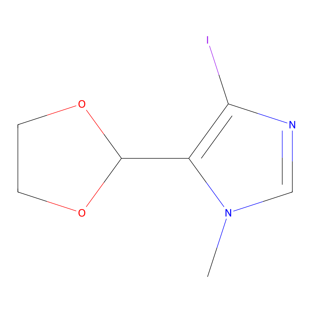 5-(1,3-dioxolan-2-yl)-4-iodo-1-methyl-1H-imidazole molecular structure, CAS 773097-97-5