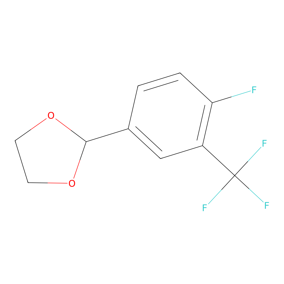 2-(4-Fluoro-3-(trifluoromethyl)phenyl)-1,3-dioxolane molecular structure, CAS 773102-35-5