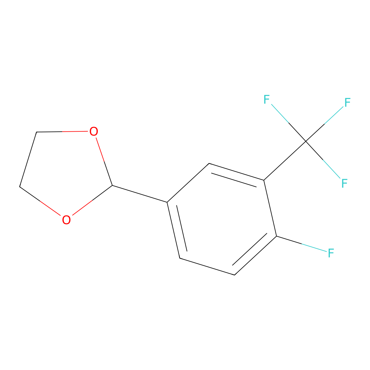 2-(4-Fluoro-3-(trifluoromethyl)phenyl)-1,3-dioxolane molecular structure, CAS 773102-35-5