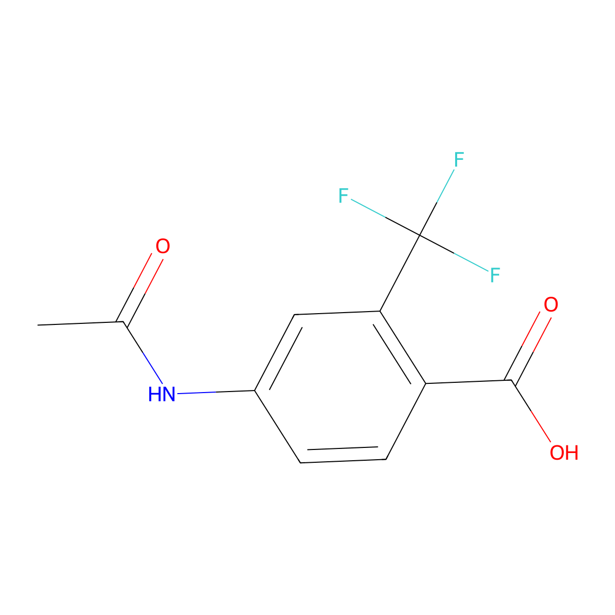 4-Acetamido-2-(trifluoromethyl)benzoic acid molecular structure, CAS 773108-01-3