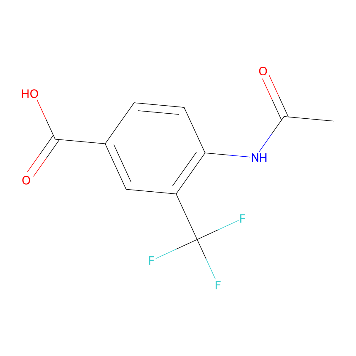 4-Acetamido-3-(trifluoromethyl)benzoic acid molecular structure, CAS 773108-11-5