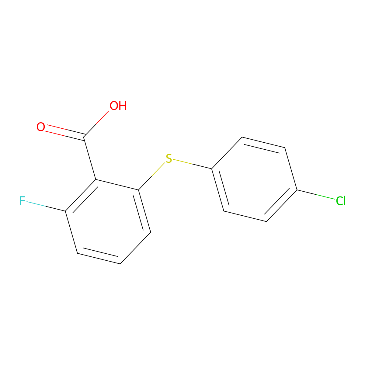 2-[(4-Chlorophenyl)sulfanyl]-6-fluorobenzoic acid molecular structure, CAS 773108-36-4