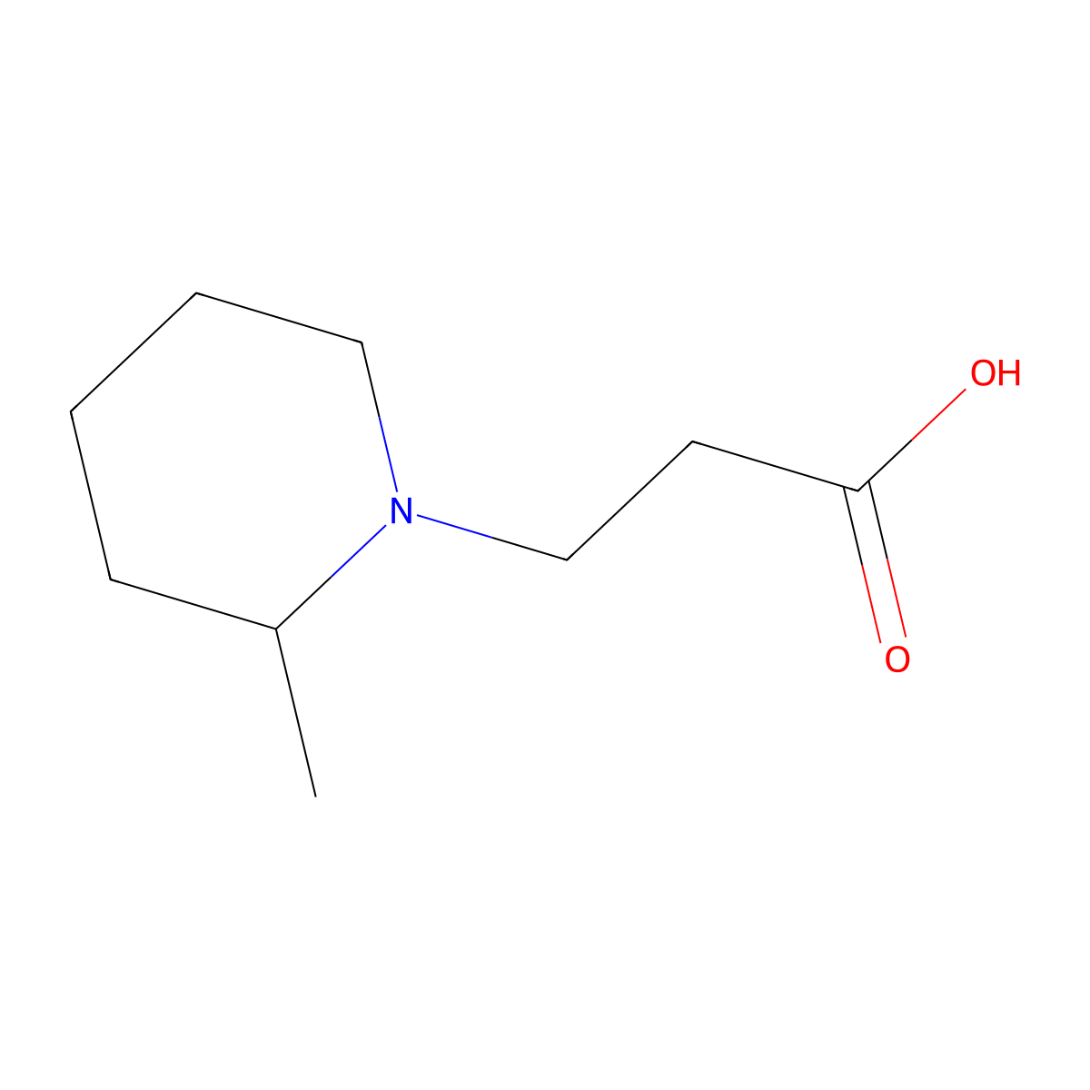 3-(2-Methylpiperidin-1-yl)propanoic acid molecular structure, CAS 773108-59-1