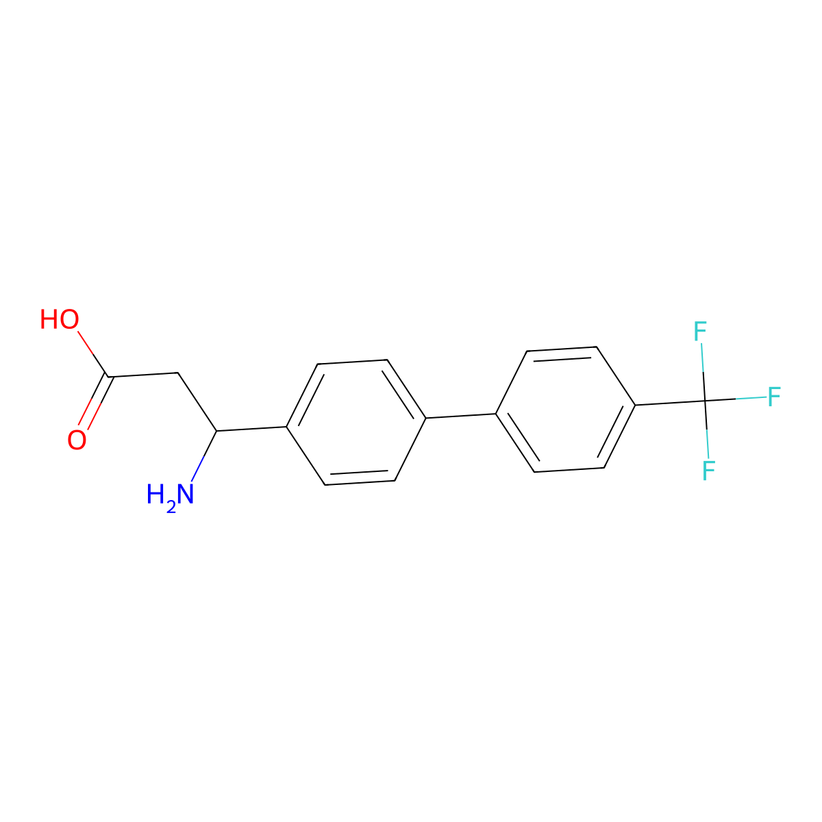 3-Amino-3-[4-[4-(trifluoromethyl)phenyl]phenyl]propanoic acid molecular structure, CAS 773117-79-6