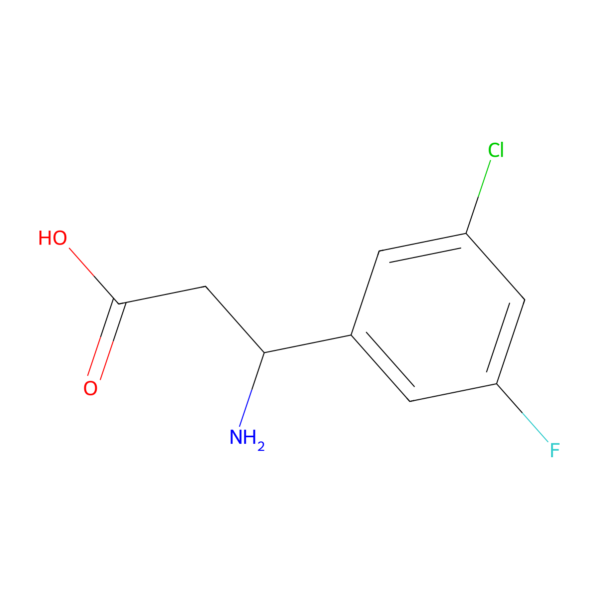 3-Amino-3-(3-chloro-5-fluorophenyl)propanoic acid molecular structure, CAS 773118-06-2