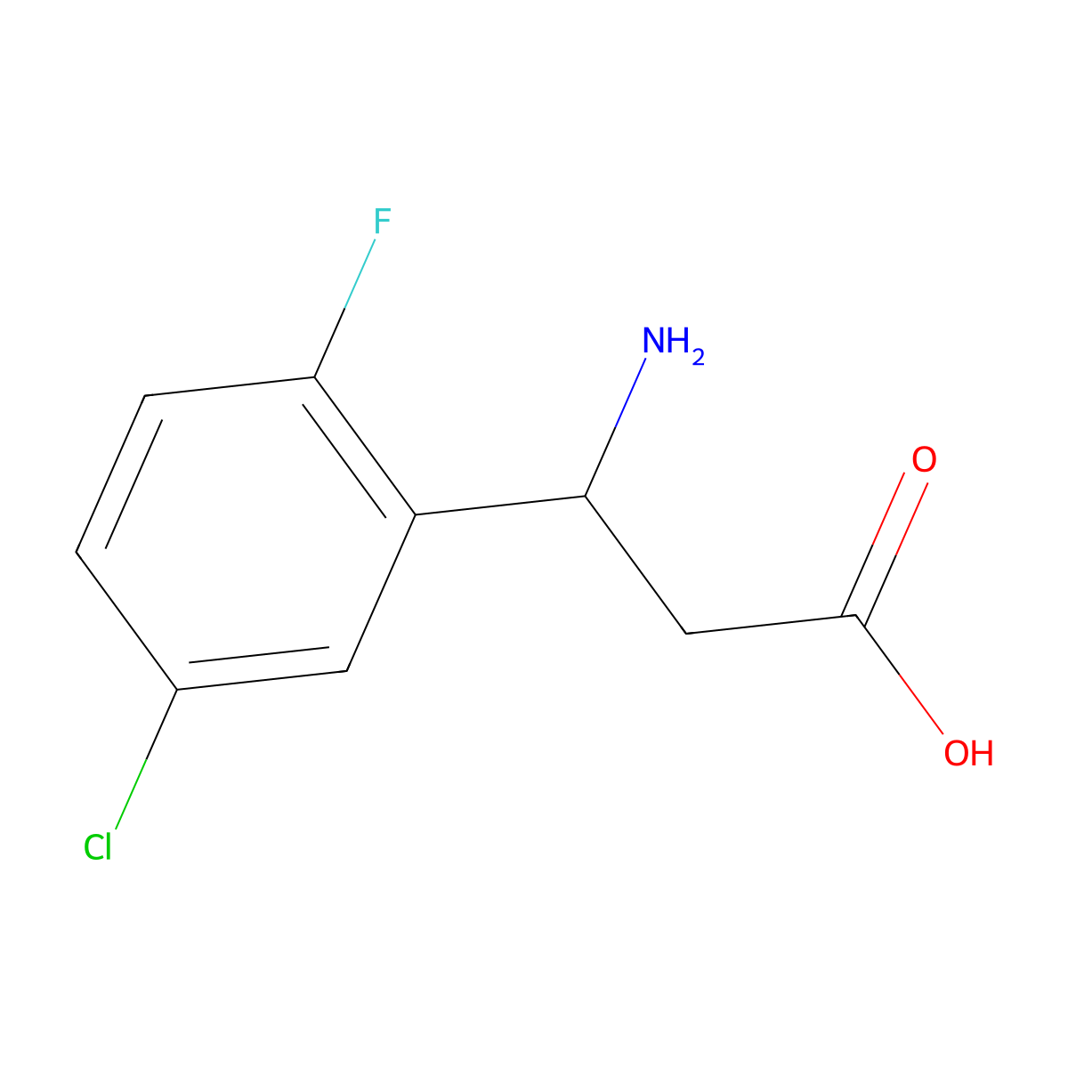 3-Amino-3-(5-chloro-2-fluorophenyl)propanoic acid molecular structure, CAS 773118-68-6