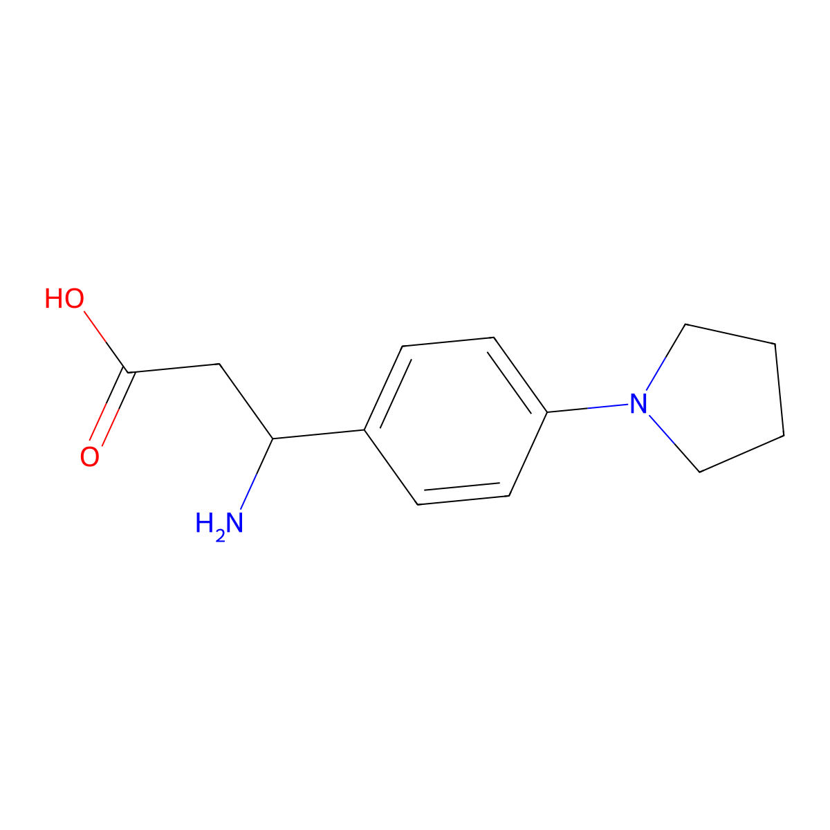 3-Amino-3-(4-(pyrrolidin-1-yl)phenyl)propanoic acid molecular structure, CAS 773119-89-4
