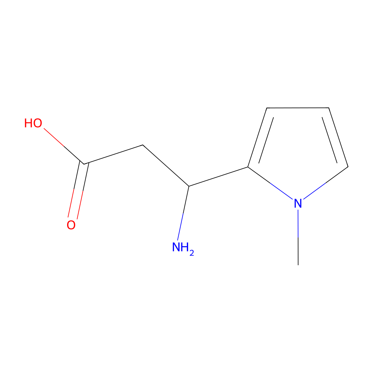 3-Amino-3-(1-methyl-1H-pyrrol-2-yl)propanoic acid molecular structure, CAS 773122-08-0