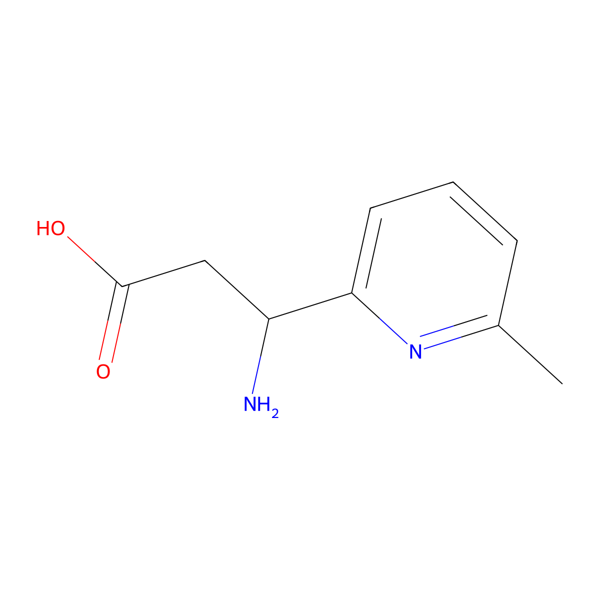 3-Amino-3-(6-methylpyridin-2-yl)propanoic acid molecular structure, CAS 773122-42-2