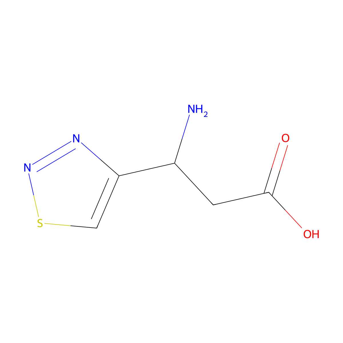 3-Amino-3-(1,2,3-thiadiazol-4-yl)propanoic acid molecular structure, CAS 773123-94-7