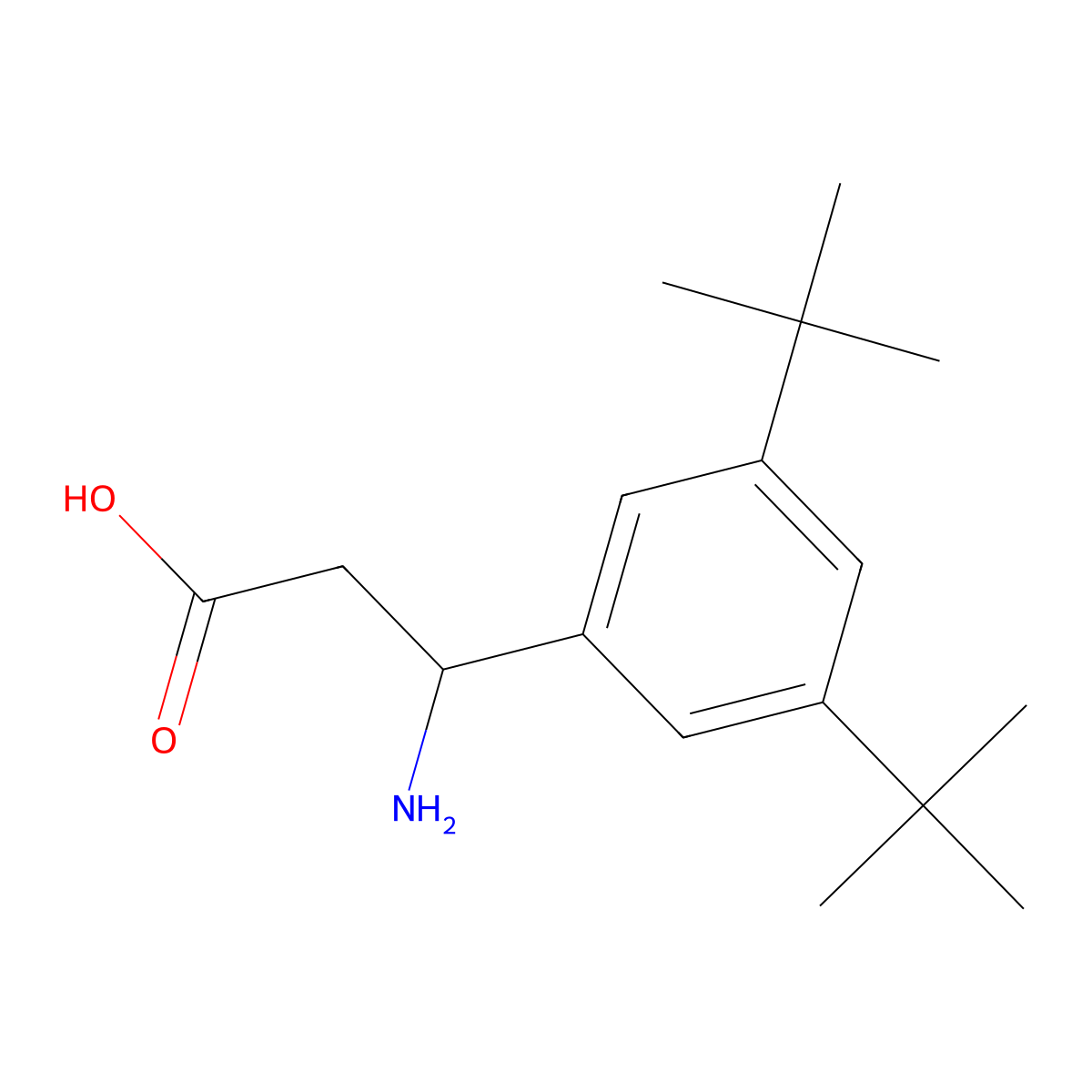 3-Amino-3-(3,5-di-tert-butylphenyl)propionic acid molecular structure, CAS 773124-25-7