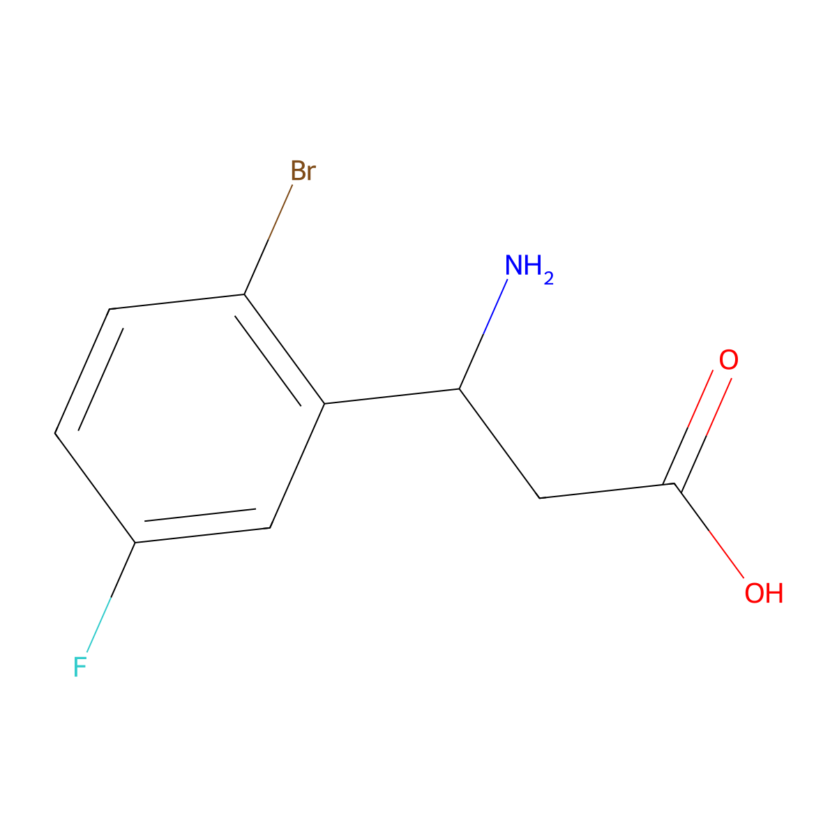 3-Amino-3-(2-bromo-5-fluorophenyl)propanoic acid molecular structure, CAS 773125-56-7