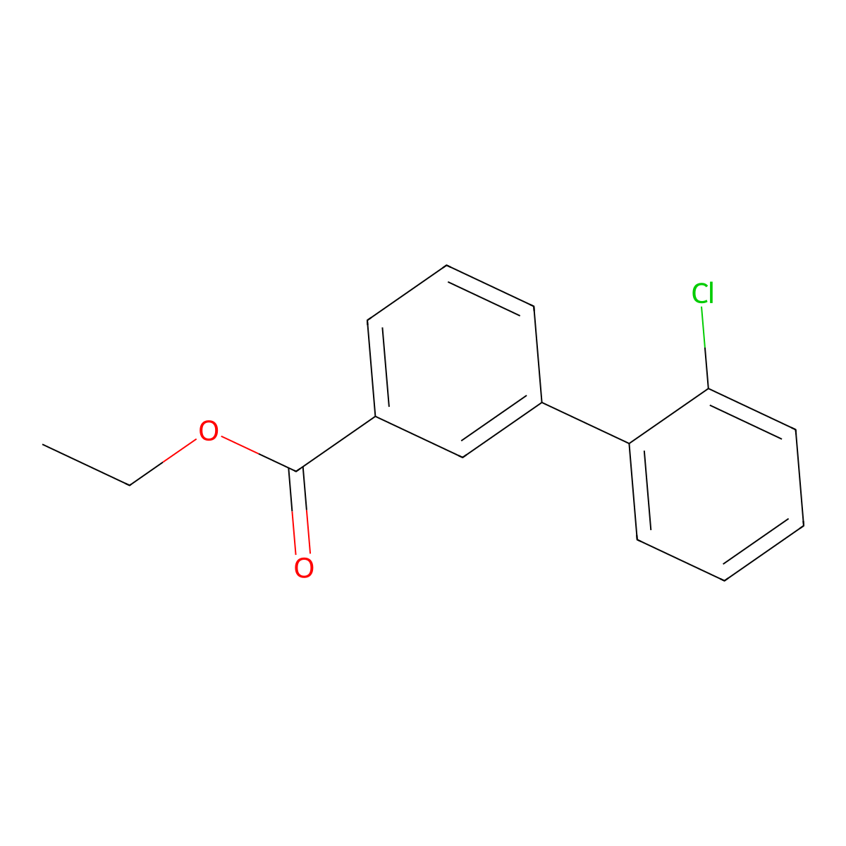 Ethyl 2'-chloro[1,1'-biphenyl]-3-carboxylate molecular structure, CAS 773128-42-0