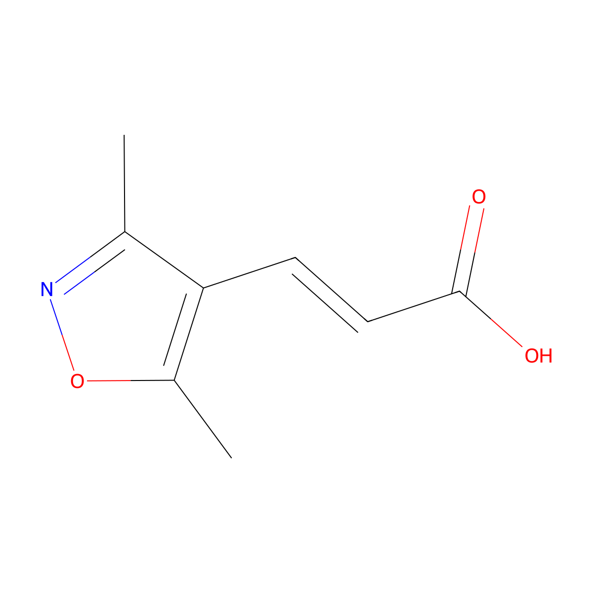 (2E)-3-(3,5-dimethylisoxazol-4-yl)acrylic acid molecular structure, CAS 773129-55-8