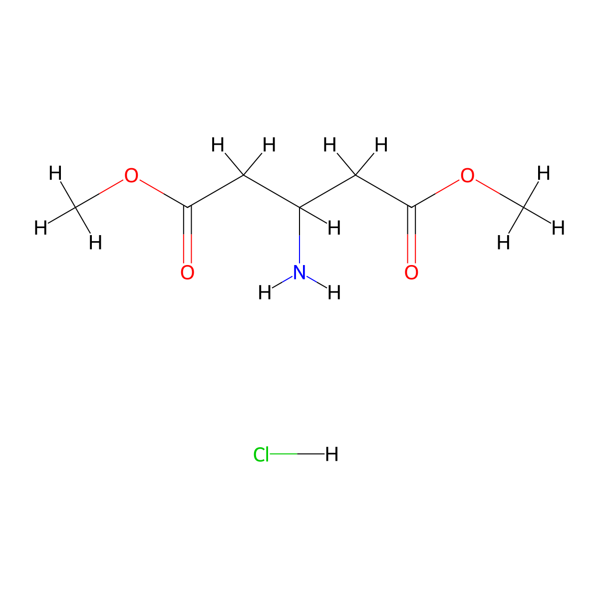 Dimethyl 3-aminopentanedioate hydrochloride molecular structure, CAS 77313-10-1