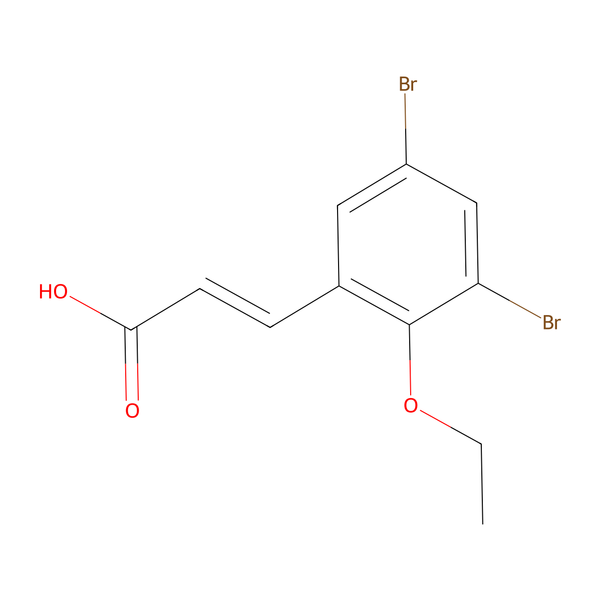 (2E)-3-(3,5-dibromo-2-ethoxyphenyl)prop-2-enoic acid molecular structure, CAS 773130-68-0