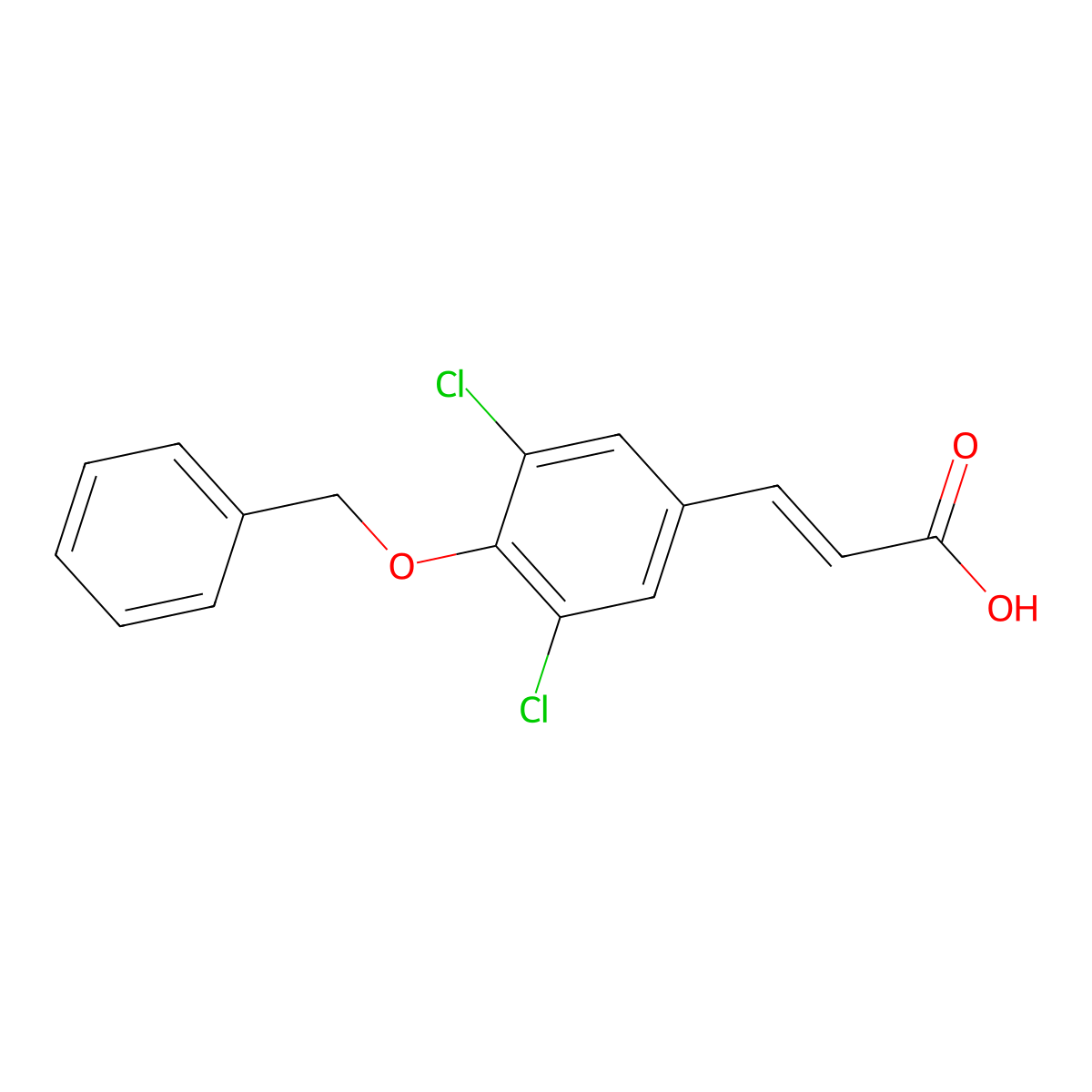 3-(3,5-Dichloro-4-phenylmethoxyphenyl)prop-2-enoic acid molecular structure, CAS 773131-40-1