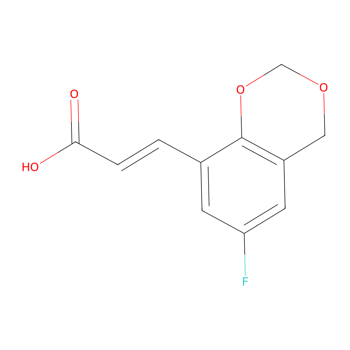 (2E)-3-(6-Fluoro-2,4-dihydro-1,3-benzodioxin-8-YL)prop-2-enoic acid molecular structure, CAS 773132-38-0