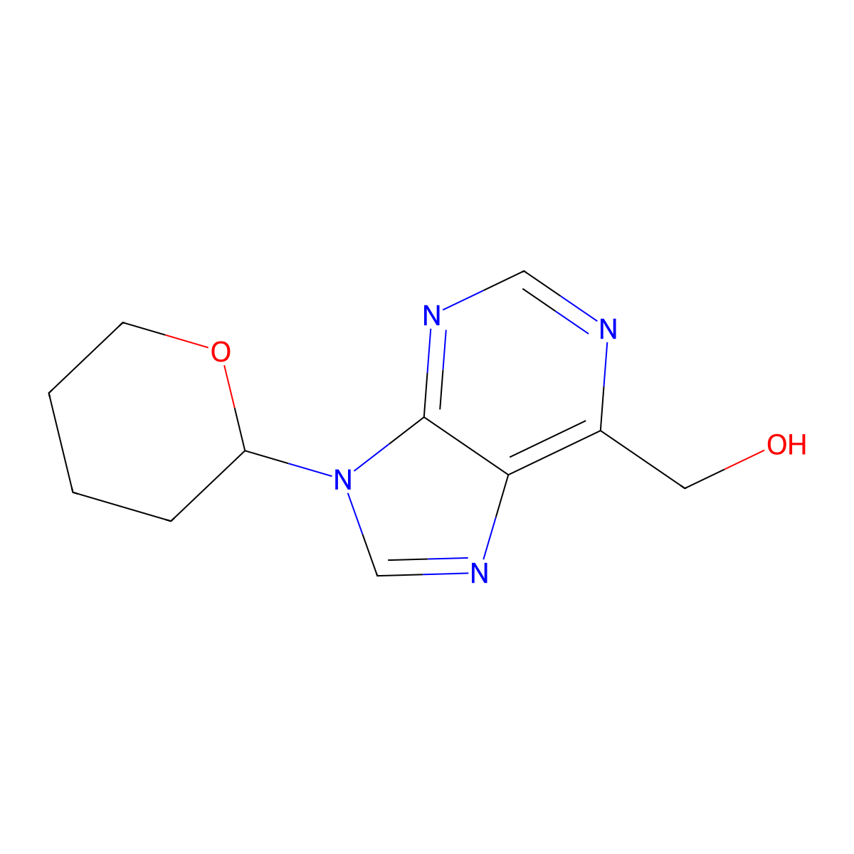 (9-(Tetrahydro-2H-pyran-2-yl)-9H-purin-6-yl)methanol molecular structure, CAS 773133-89-4